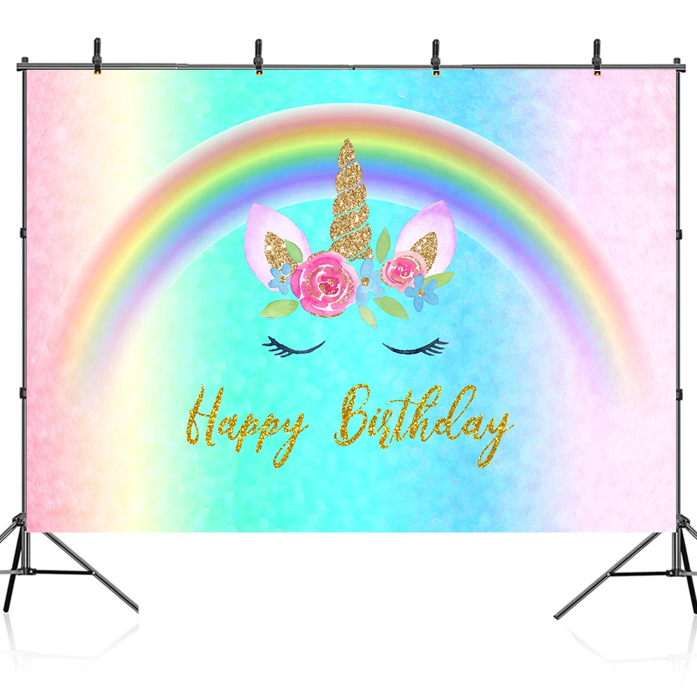 Mocsicka Unicorn Birthday Party Backdrop Magical Rainbow Unicorn Party  Decorations Photo Background Party Banner Supplies - Backgrounds -  AliExpress