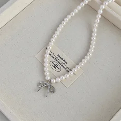 Elegant Baroque Pearl Choker Necklace - Designer Wedding Jewelry (Bow)