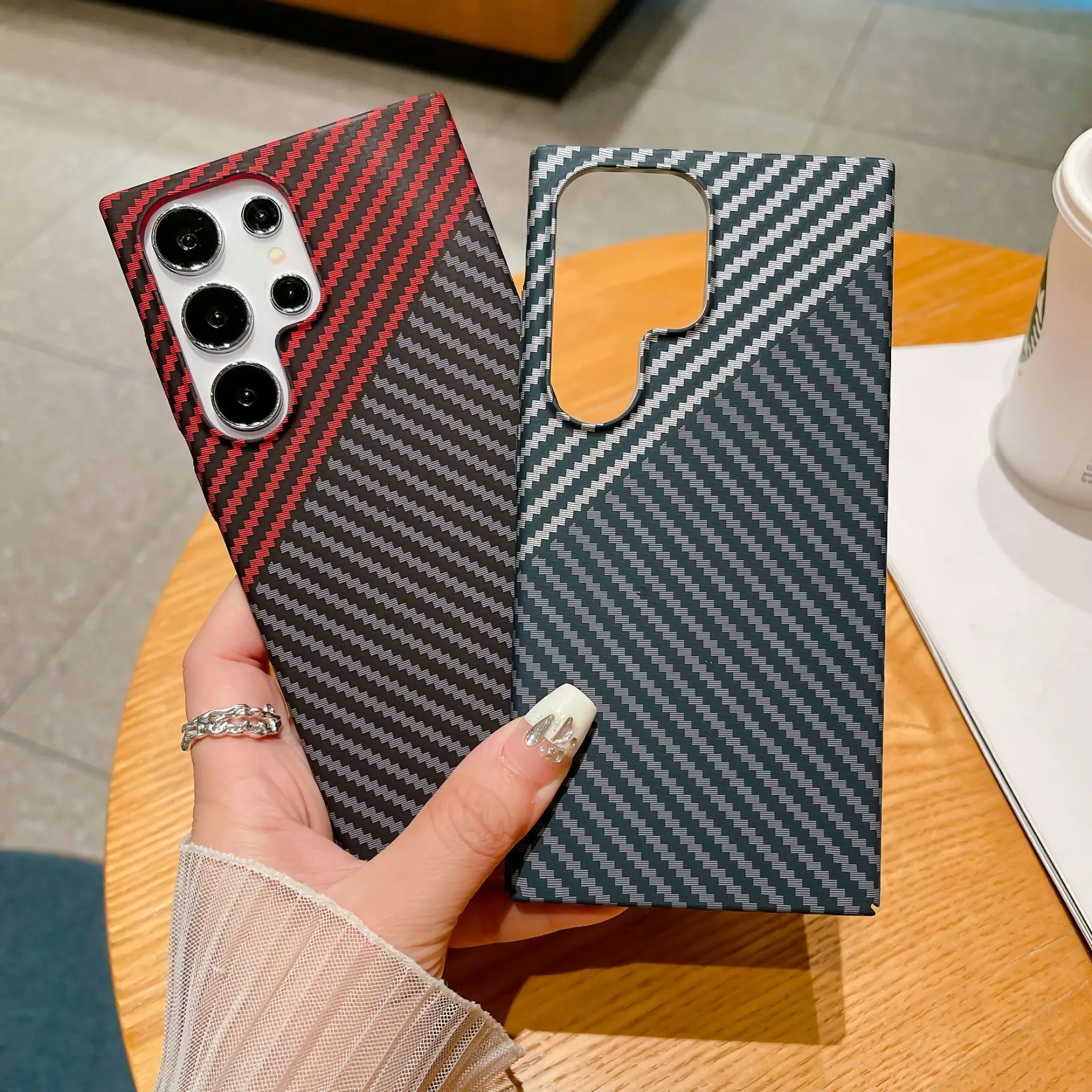 Luxury Ultra Slim Fit Carbon Fiber Texture Pattern Shockproof Case - Business Hard Back Cover