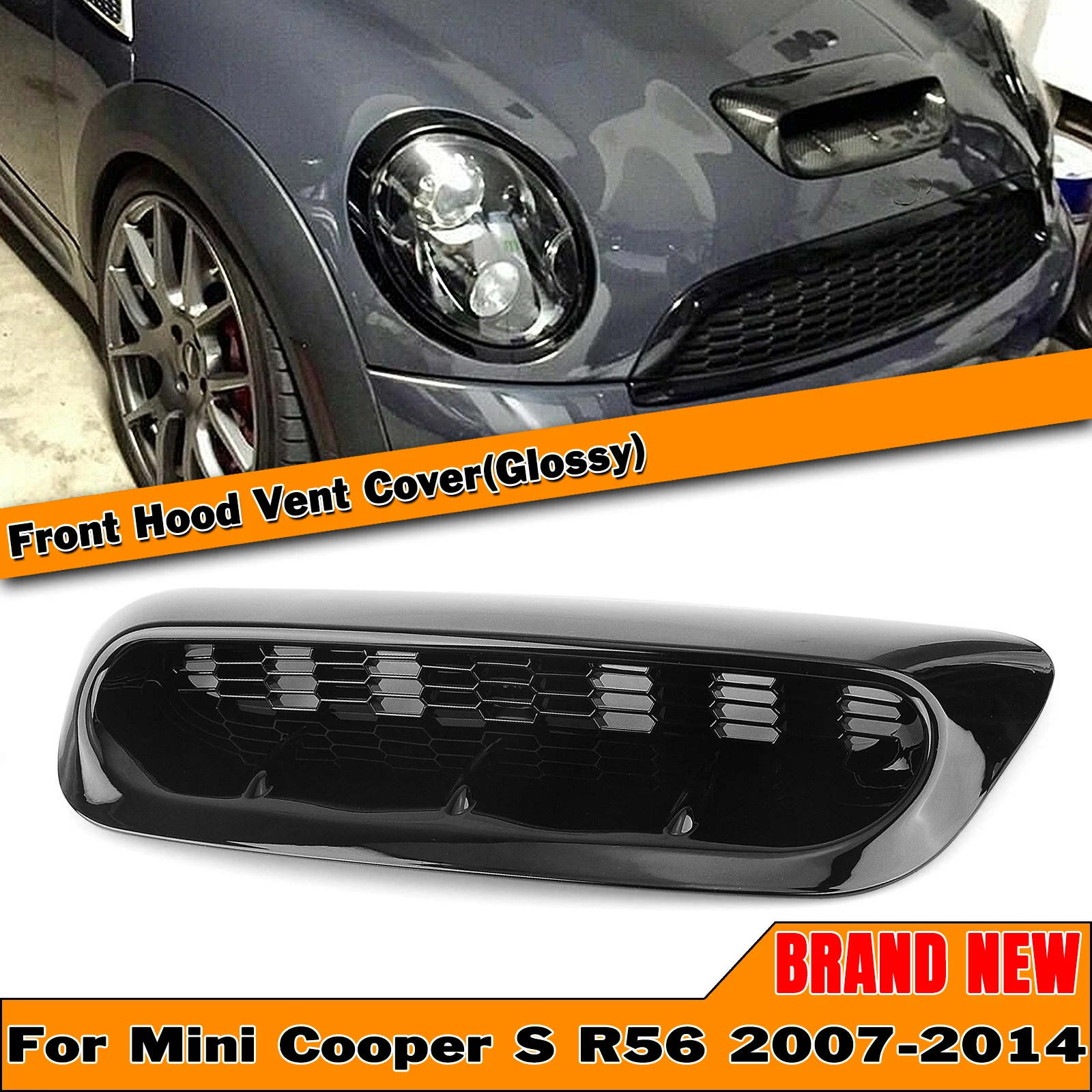 

Front Air Hood Vent Scoop Trim For Mini Cooper S R56 R55 R57 R58 R59 2007-2014 Gloss Black/Carbon Fiber Look Engine Bonnet Cover