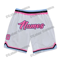Custom Name and Number White Pink-Light Blue Basketball Shorts 3D Printed Men Youth Summer breathable mesh Sports Shorts LQD05 1