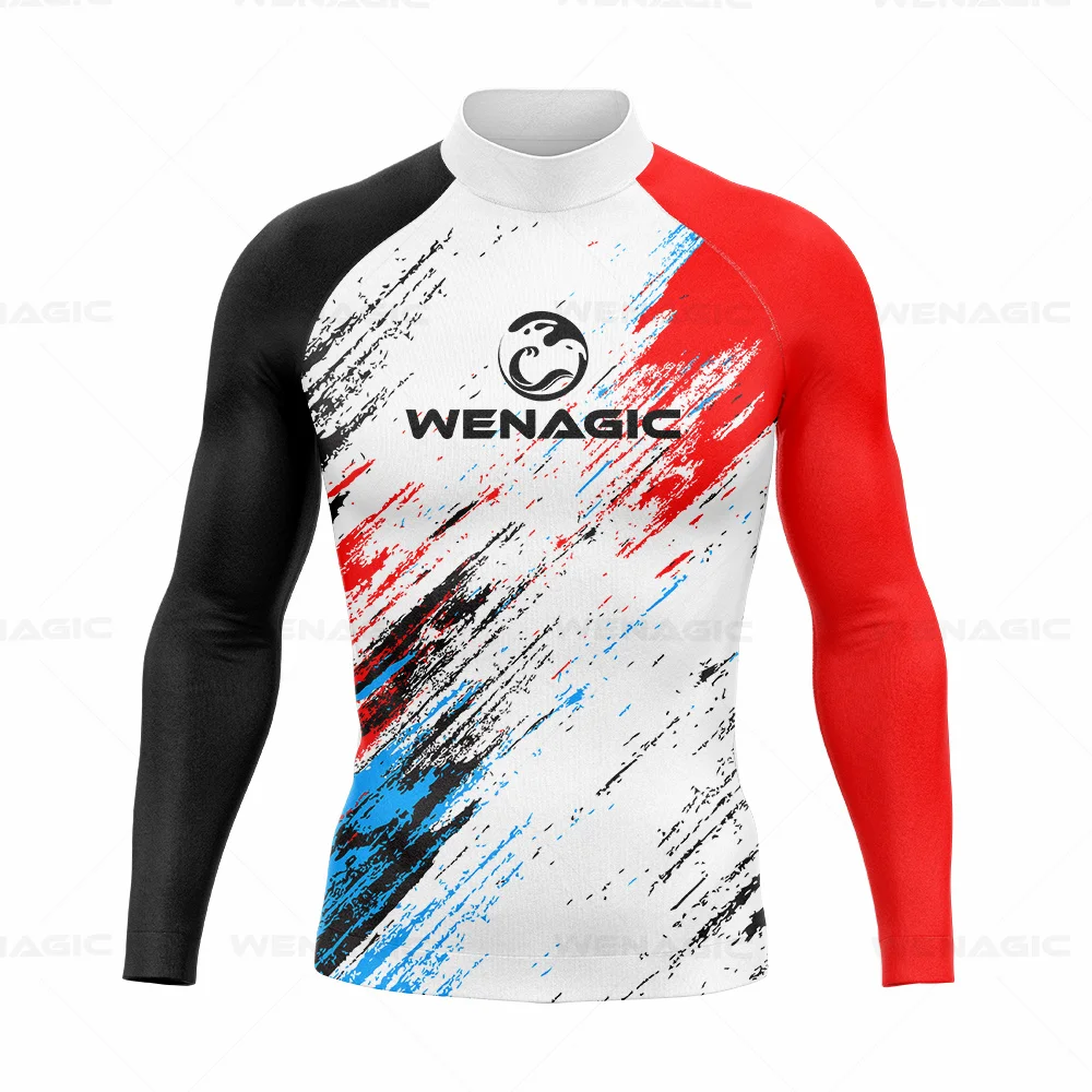 Men Long Sleeve Surf Swimsuit Swimming T-shirt Beach UV Protection Swimwear Rash Guard Surfing Diving Swimsuit Tights Shirt