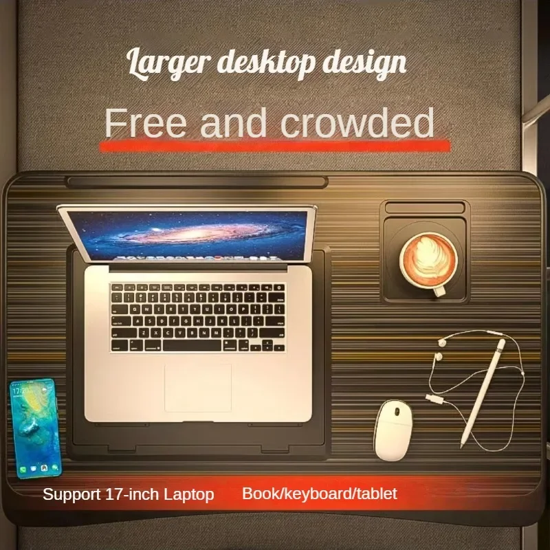 مكتب كمبيوتر محمول قابل للطي للسرير ، قوس ارتفاع قابل للتعديل ، طاولة اللفة ، صينية الإفطار ، درج للعمل والألعاب ، 6 تروس