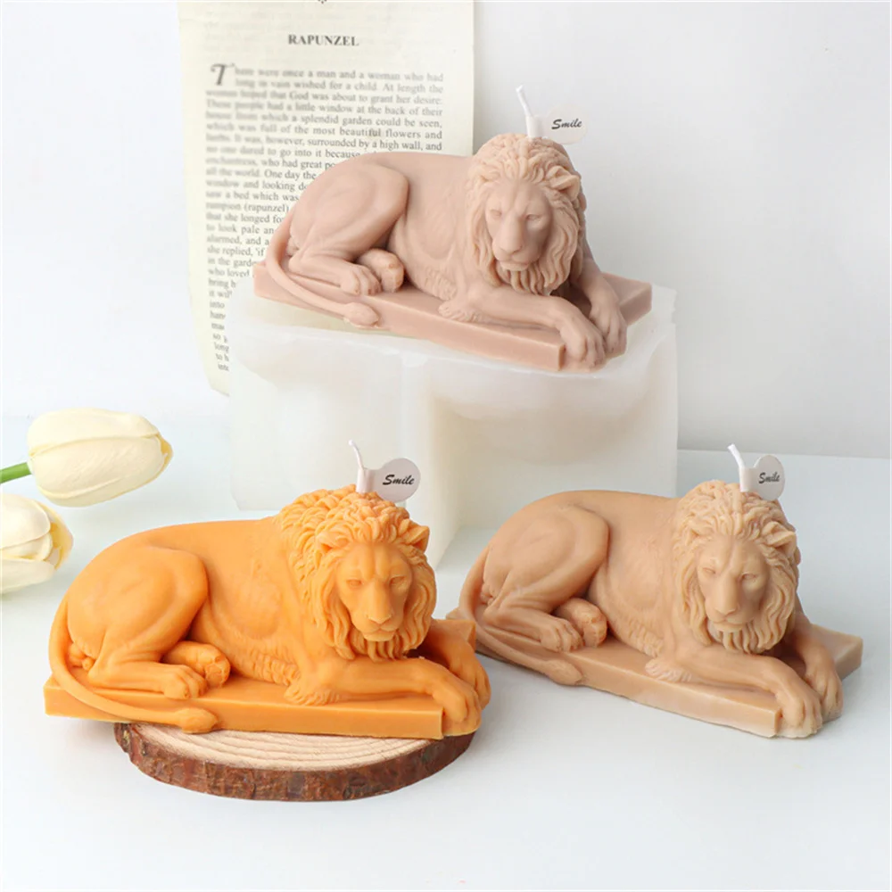 

Paddy Lion Candle Mold Chocolate Cake Handmade Soap Plaster Resin Gypsum Silicone Mould Home Wedding Decoration Ornament