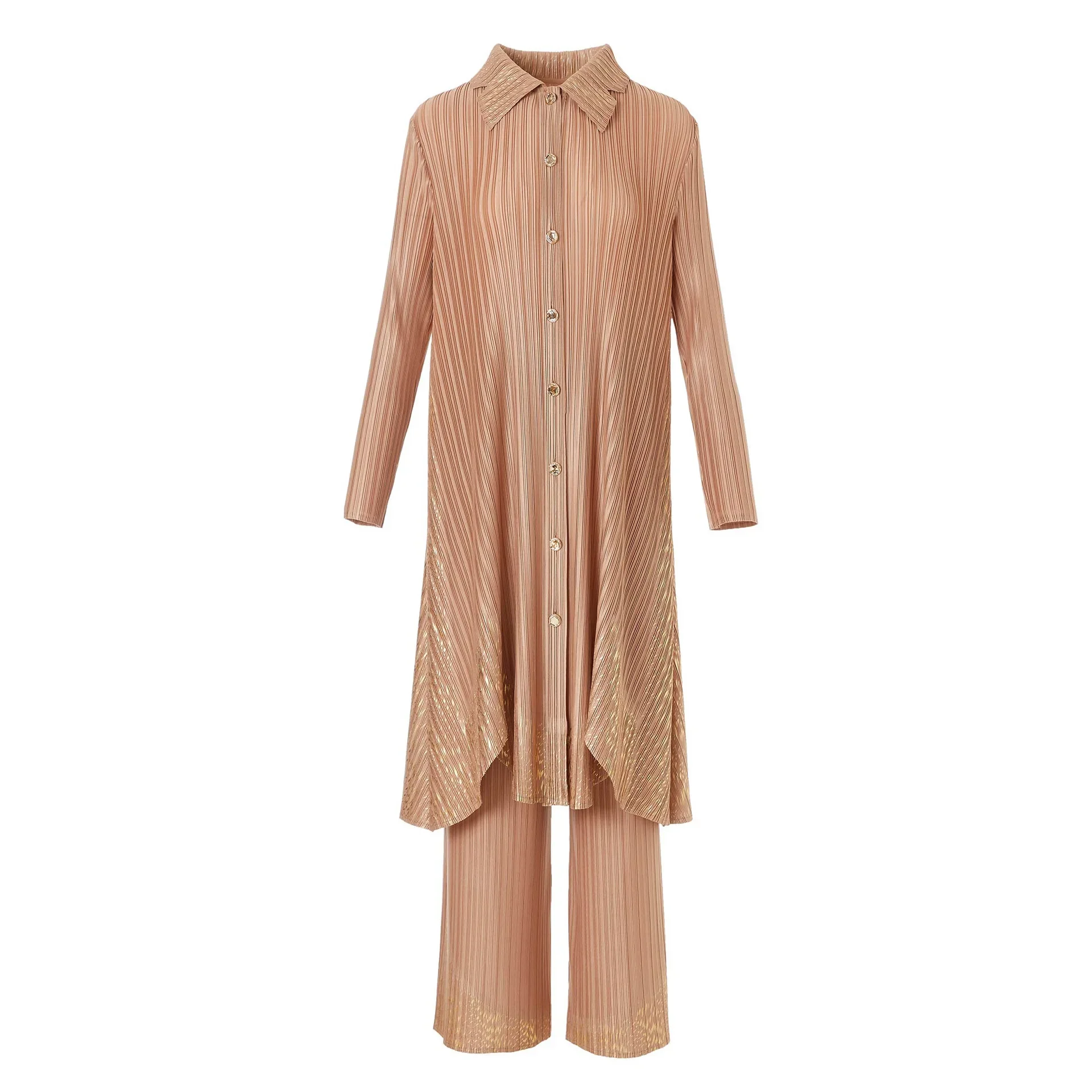 Miyake Pleated Suit Women's 2024 Spring New Middle-aged and Elderly Mother's Wear Large Size Two-piece Cardigan Pants