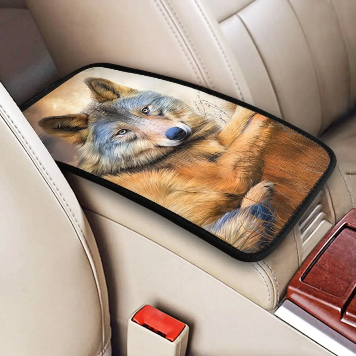 

Wolf - Spirit Of Truth Car Accessories Car Handrail Box Cushion Custom Print Non-slip Car Armrest Cover