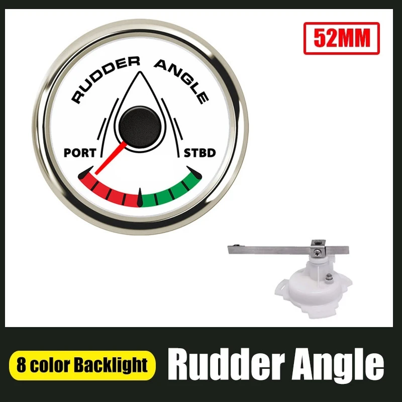 

52MM Boat Marine Rudder Angle Indicator 0-190 Ohm With Rudder 8 Color Backlight 12V/24V