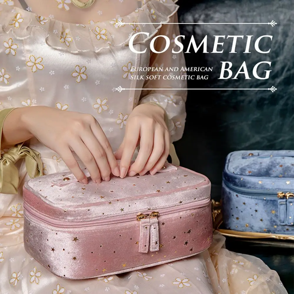 

Women Bronzing Multifunctional Large Capacity Wash Handbags Toiletry Case Velvet Cosmetic Bag Makeup Bag Lipstick Bags