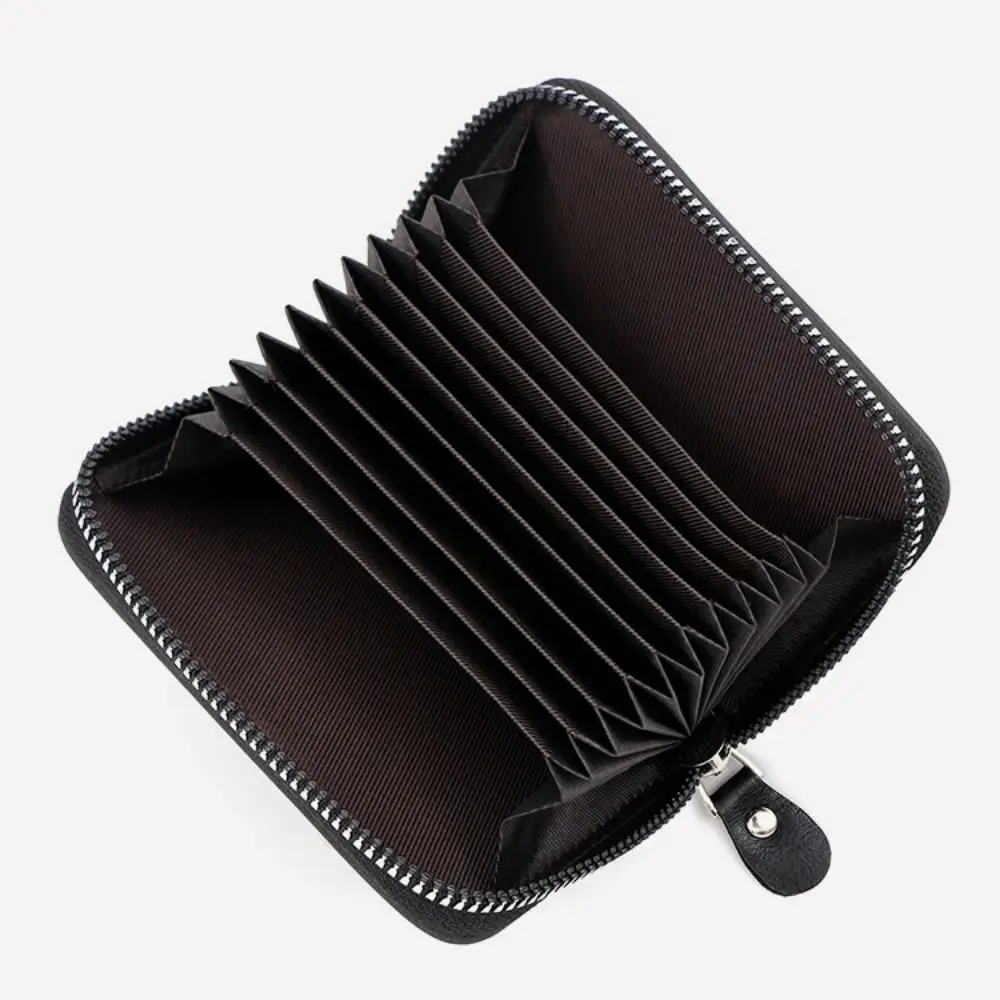 Vintage PU Leather Credit Card Holder Men Business Card Holder Zipper Pocket Unisex Case Zipper Coin Purse