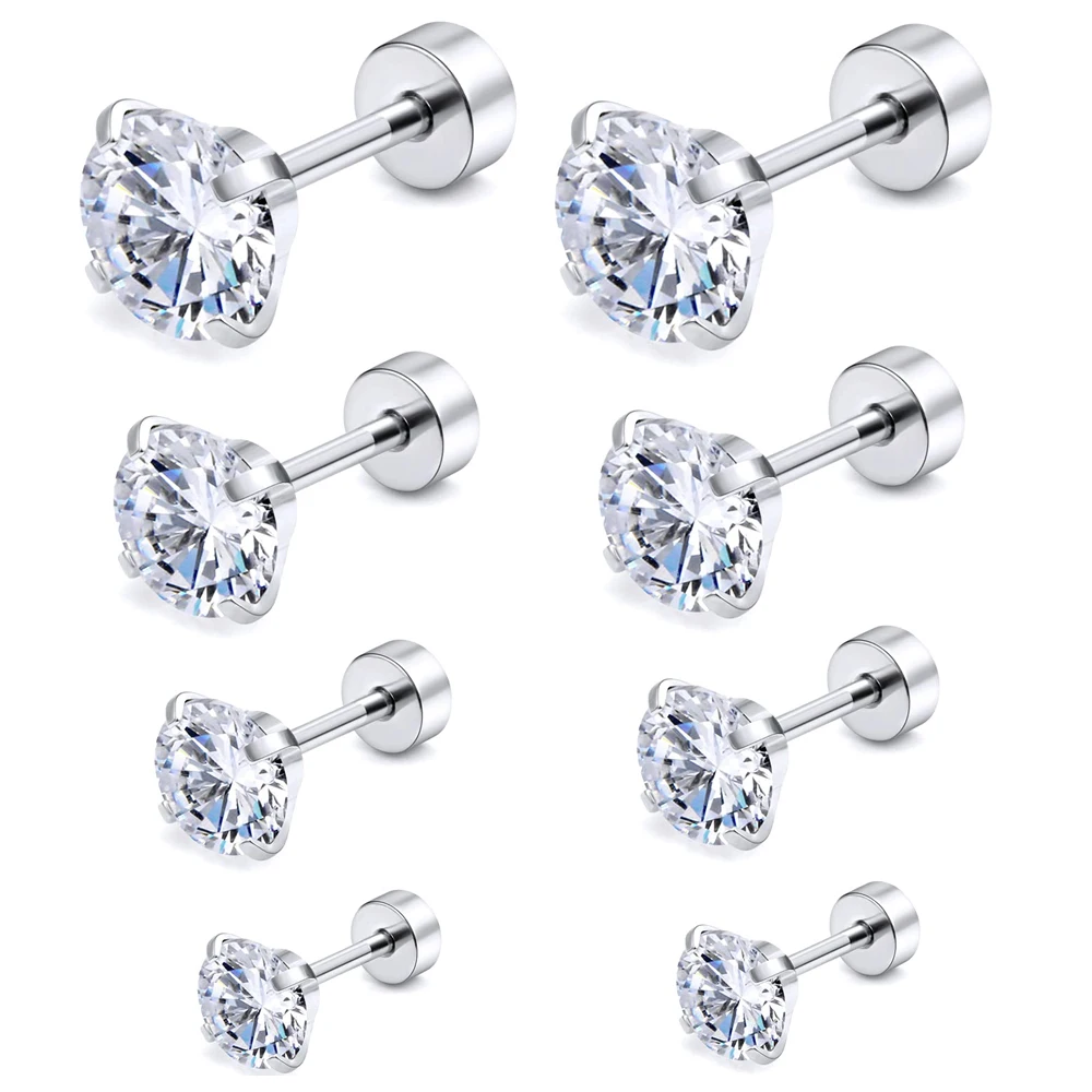 

Серьги-гвоздики из нержавеющей стали с фианитом, 18 г, 1-4 пары