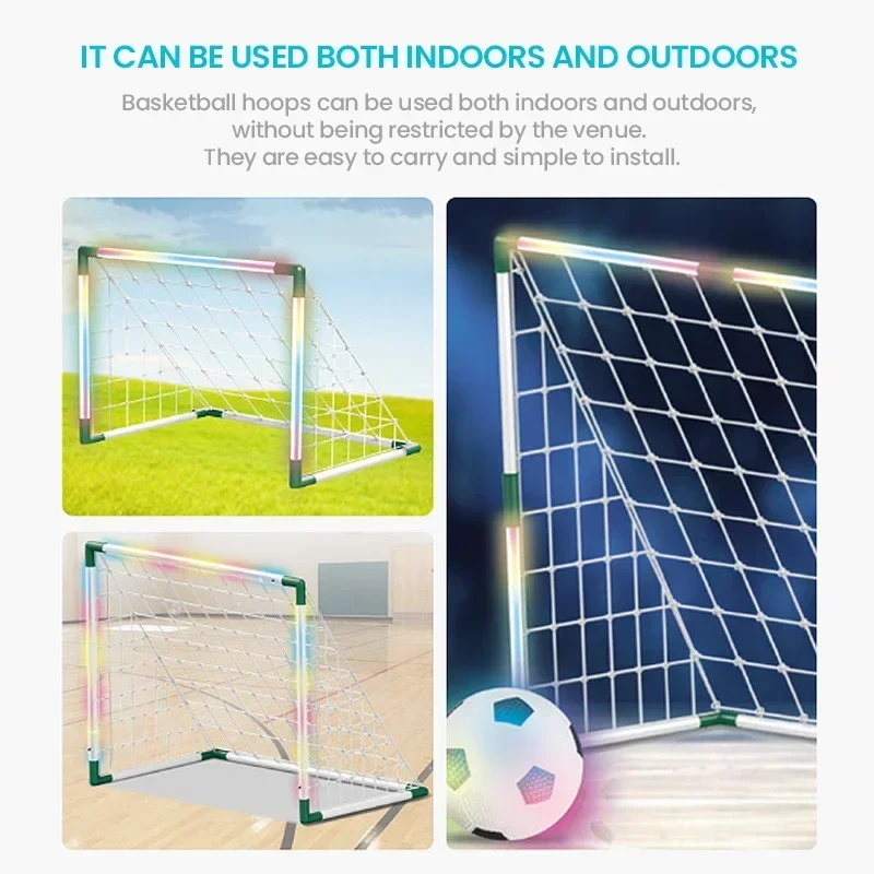 Football Target Net with Led Foldable Football Training Net Foldable Portable Soccer Goal for Outdoor Sports Sets for Kids Boys