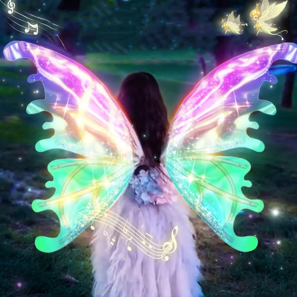 VATOS Electric Fairy Butterfly Wings with LED Lights Perfect Party Accessory for Girls Women with Moving Butterfly Wings