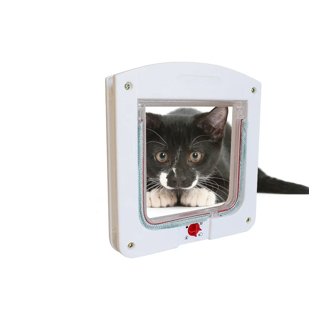 Controllable Pet Entry and Exit Window Cat Door Cat Safe Hole Window Door Pet Supplies Size S White