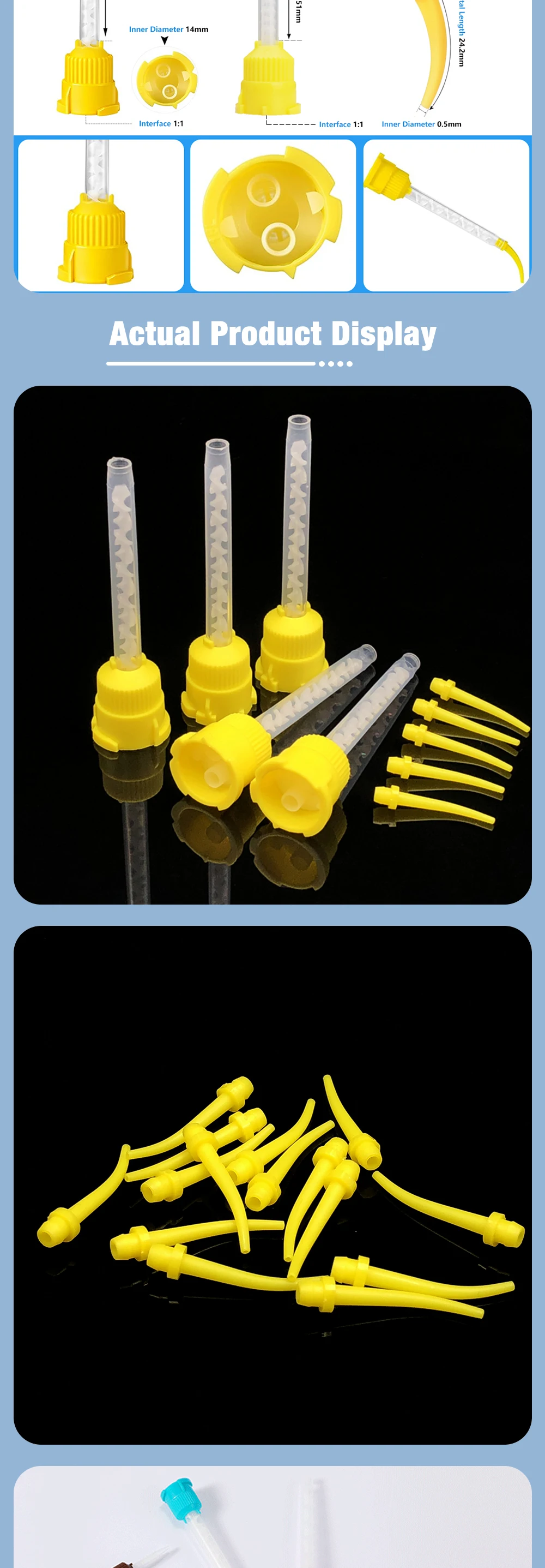 50/100PCS Dental Mixing Tips 1:1Dental materials for Lightweight Silicone Rubber Material Disposable Dental Supplies Mixing Tube