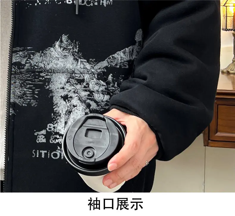 Modische warme Fleece-Liner-Kapuzenjacken für Herren, 2025, Herbst-Winter, Jugend-Outwear, winddichte Plüschmäntel, verdickte gepolsterte Kapuzenoberteile – Detail 20