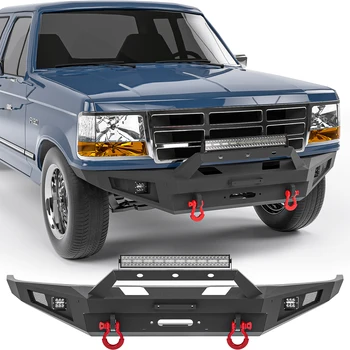 Black Front Bumper Bar for Ford F-150 F-250 F-350 1992 1993 1994 1995 1996 1997 Steel Heavy Pickup Truck Bumper