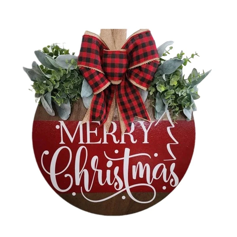 

1 PCS Christmas Welcome Sign As Shown 30X30x0.5Cm For Front Door, Hanging Wooden Welcome Sign Christma Decorations Winter