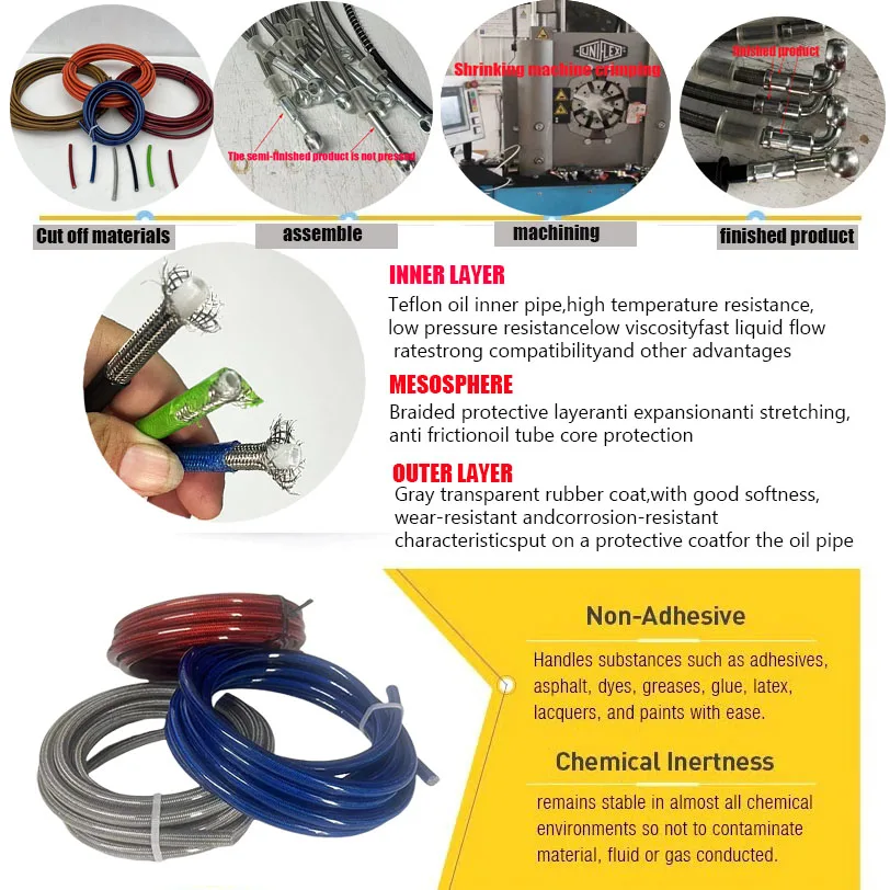 AN3 Steel Wire Weaving Motorcycle Brake Hose Explosion-proof High Temperature Resistant Reinforced Clutch Oil Pipe Universal 3.2 hydraulic brake hose