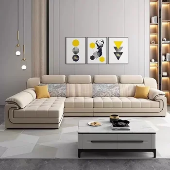 Luxury European‑Style Waterproof Modular Lazy Sofa in Beige 2