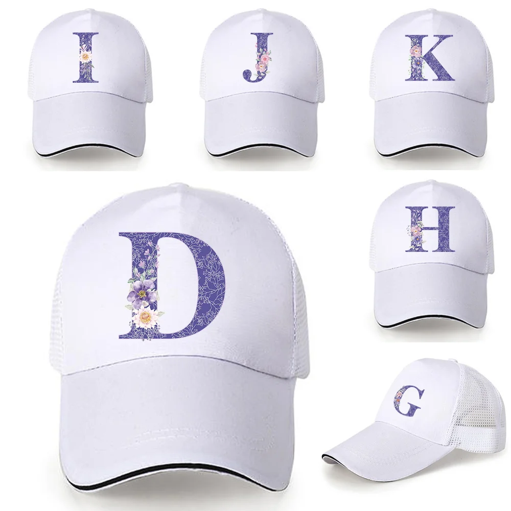 

New Summer Mesh Cap Male Purple Flower Letter Print Baseball Caps Men's Caps Outdoor Sports Hiking Cycling Breathable Women Hats