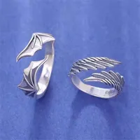 Anime Angel Demon Couple Rings for Women Men Fashion Animal Adjustable Open Ring Promise Matching Couple Ring Party Gifts 1
