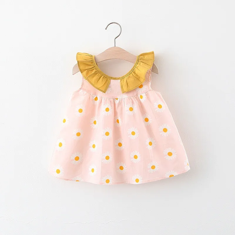

ZWF2112 Baby Girls Summer Dress Sleeveless Cute Print Kids Dresses Cotton Children Party Clothes Toddler Girl Fashion Clothings