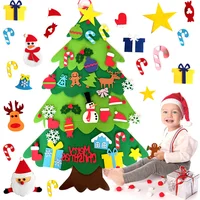 DIY Felt Christmas Tree Christmas Decoration for Home Navidad 2022 New Year Christmas Ornaments Santa Claus Xmas Kids Gifts 2