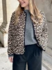 Women s Leopard Print Puffer Jacket with Hood and Faux Fur Lining Stylish Winter Coat Warm Outerwear Zip Up Parka 1
