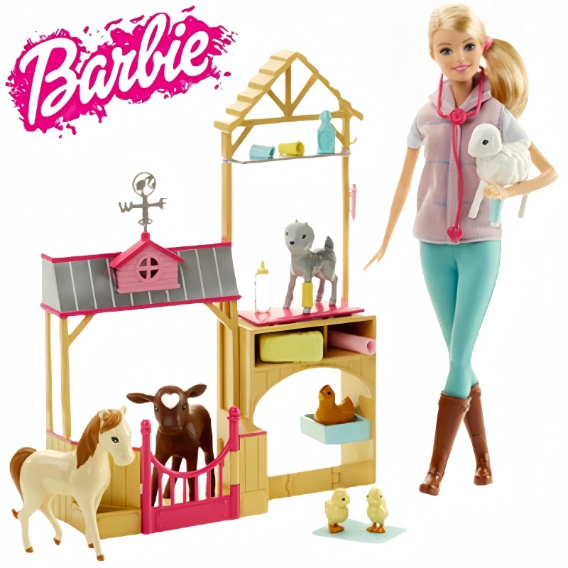Originale Barbie Farm Veterinary Set Barbie Doll Dress Up Clothes Toy Girl Ornaments Decoration Dhb71 Regalo Di Compleanno Grande Confezione Regalo