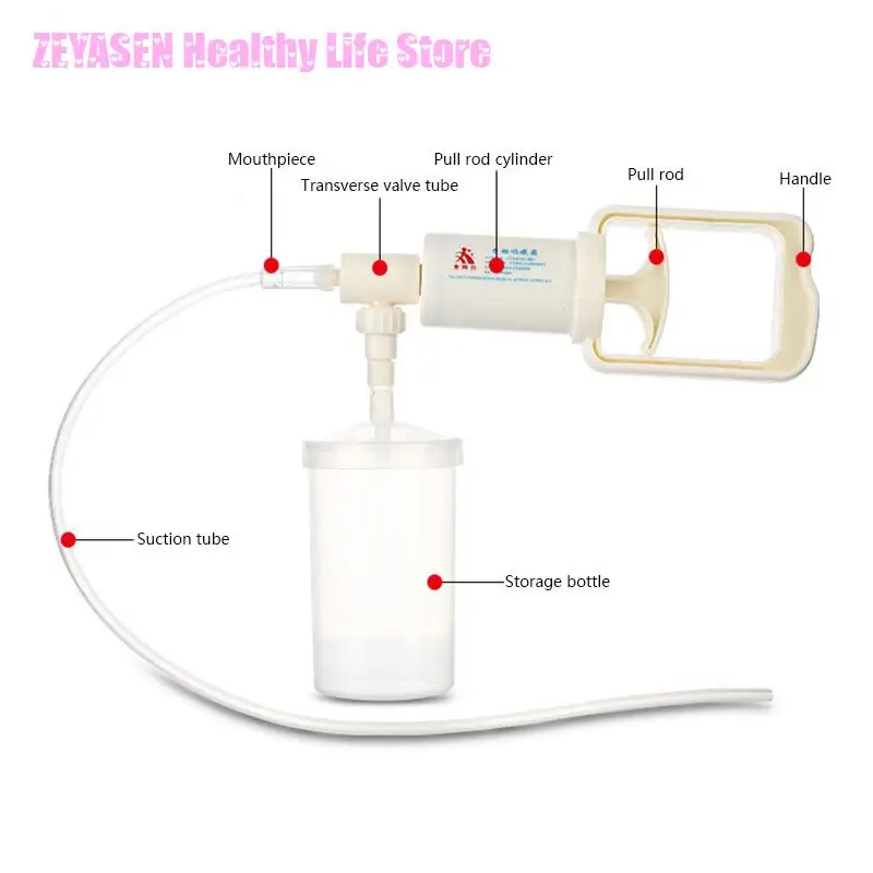 Zeyasen Manual Sputum Aspirator For Home Hand Held Sputum Suction Medical-devices Aspirador Flemas Pump Tube Catheter Aspirators