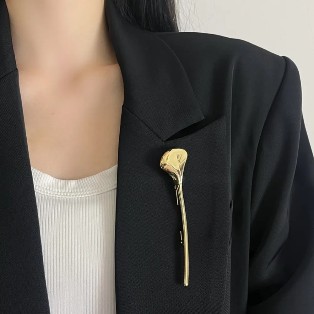 유니폼 코르사주 장식품 은행잎 브로치 프랑스 스타일 우아한 롱 리프 핀 골드 ..