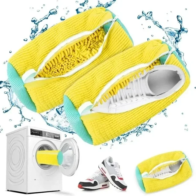 Machine Washable Shoe Washing & Drying Bag with Soft Fiber - Durable Polyester Laundry Protector for Shoes Adjustable Strap 1