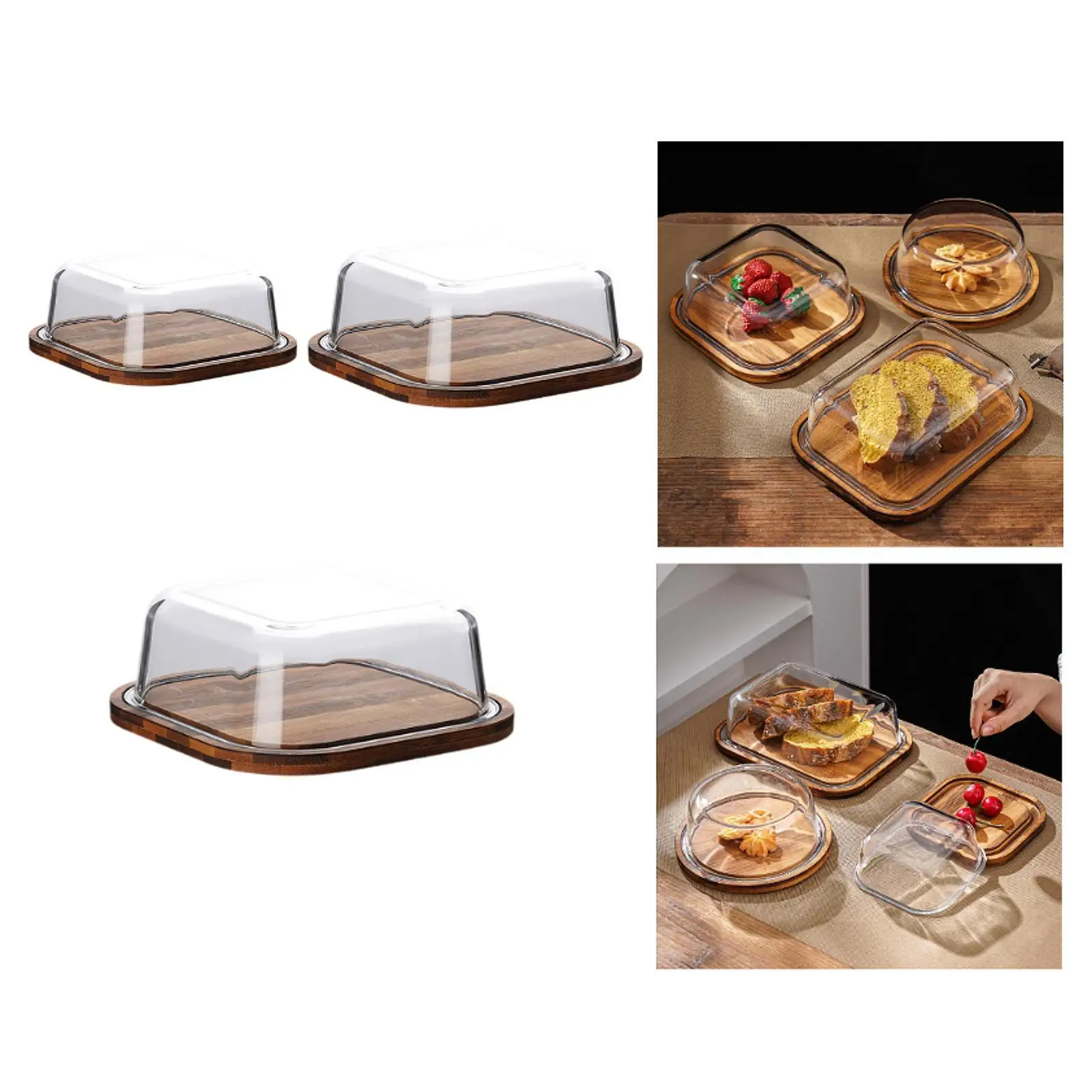 Glass Cover Butter Dish Multifunctional Snacks Tray Dustproof Butter Keeper