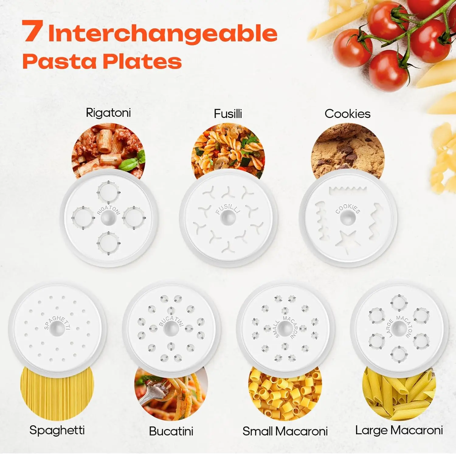 Pasta Press Attachment 7 Interchangeable for KitchenAid Cuisinart Stand Mixers