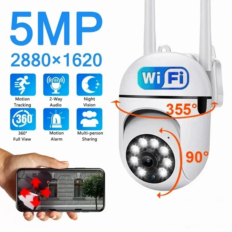 Telecamera Di Sicurezza Wireless WiFi 5G SmartCam 1080P HD - Visione Notturna, Audio Bidirezionale, Esterno/Interno