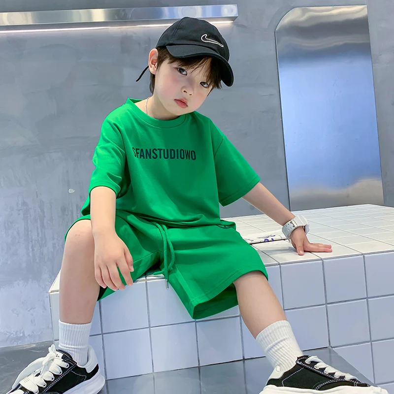 

Hot Sales Fashion Children Clothes Kids 2PCS Top Shorts Set Casual T-shirt and Shorts Set for Boys Kids Clothing New Boys Set
