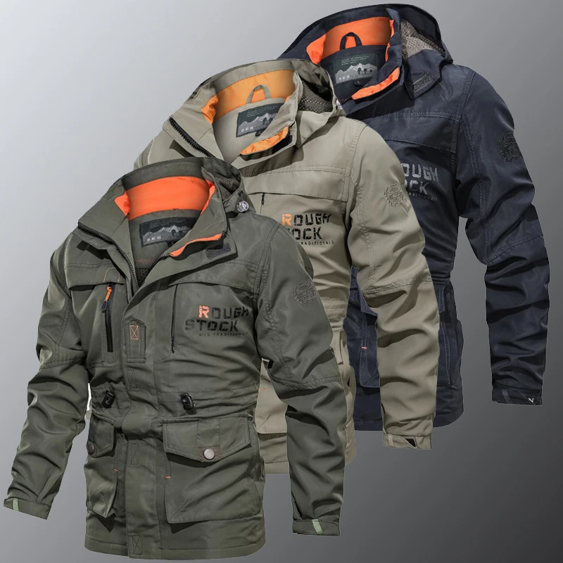 Men Military  Waterproof Windproof Hooded Jacket Outdoor Functional Uniforms Multi-pockets Tactical Climb Fishing Cycling Jacket
