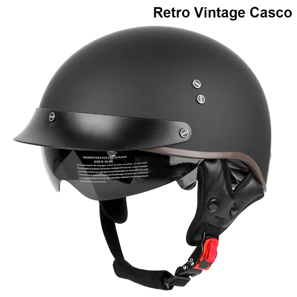 

Moto Unisex Motorcycle Helmet Open Face Scooter Biker Motorbike Racing Riding Helmet Retro Vintage Casco Winter Warm Helmet