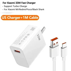 33W Turbo Fast Charger with USB Type C Cable - Quick Charging Adapter - US Charger Cable