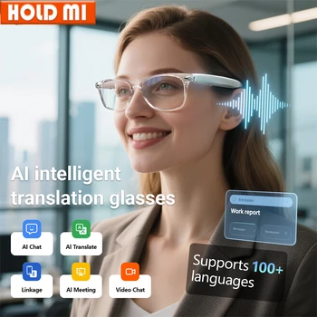 Smart Glasses AI translation 100+ Languages Make Receive Calls Music Calling Noise Reduction Light BT TWS Glasses Men Women 1