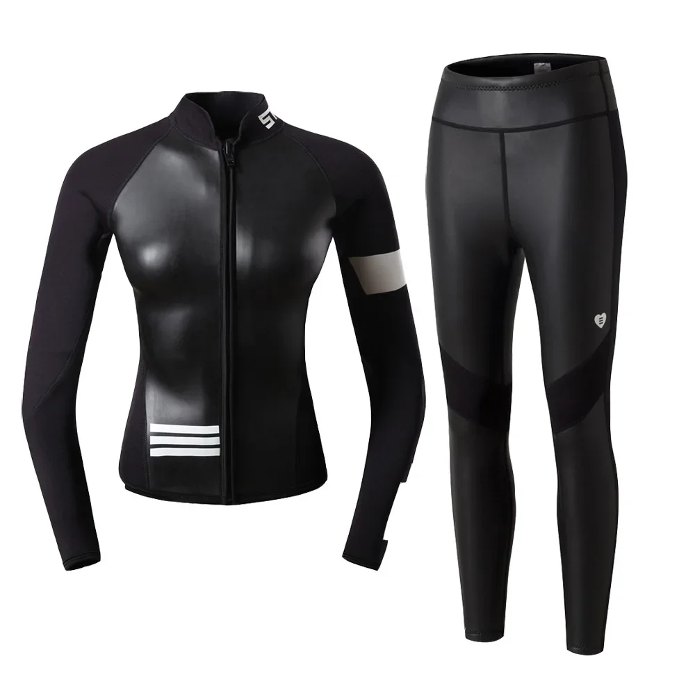 

Wetsuit Women Neoprene 2mm jacket and diving pant Slim Swimsuit Free dive 2pcs Set