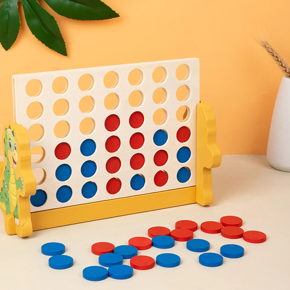 4 in A Row Wooden Connect Board Game Wood Connect Game Four in A Row Family Board Classic Strategy for Kids and Adults
