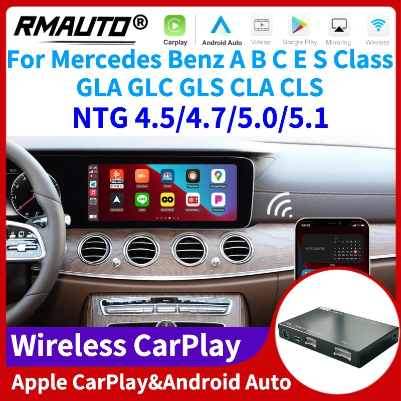 

RMAUTO беспроводной Apple CarPlay Android Авто NTG 4,5 4,7 NTG 5,0 5,1 для Mercedes Benz A/B/C/E/S/GLA/GLC/CLA/CLS W204 W205 W212