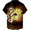 Men's 2024 Casual 3D Shirts Playing Card Printed Fun Shirts Street men's Summer Short Sleeved Clothing Men's Outdoor Clothing 3