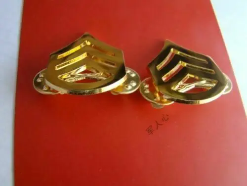 . PAIR US USMC MARINE CORPS STAFF SERGEANT RANK METAL BADGE PIN GOLD MILITARY GIFT