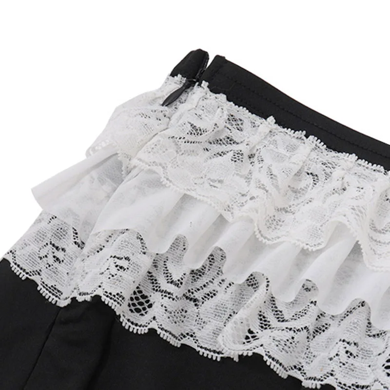 y2k Skirt Women Fairycore Clothes Lace Patchwork Low Waist Pleated Mini Skirts 2000s Evening Party Skirts Streetwear