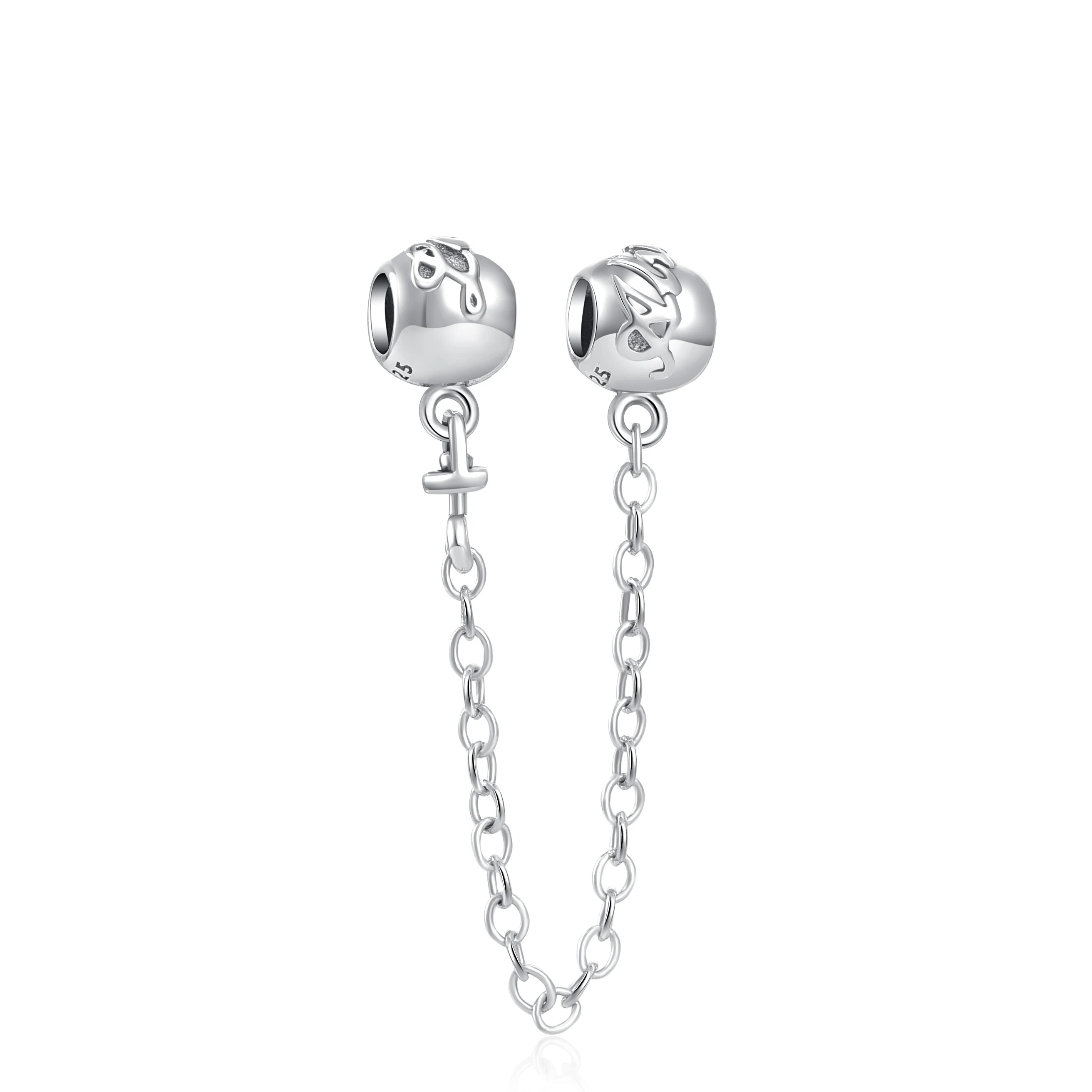 שרשרת בטיחות לב מבריקה ומבריקה עם תליונים לשרשרת תליונים מקורית 925 תליון כסף חרוז תליון לנשים תכשיטים