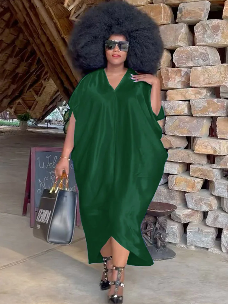 

Summer Dress Women Short Sleeve Satin Midi Dress Lady Loose Elegant Fashion Plus Size Dresses Wholesale Bulk Dropshipping