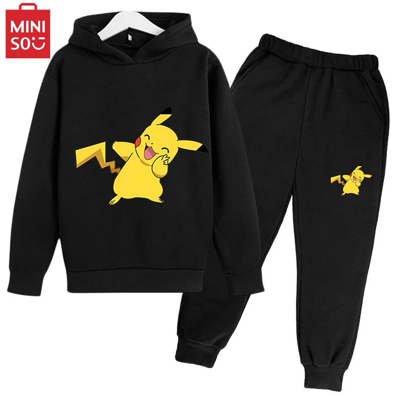 

Kids Pikachu Boys Casual Sportswear Pokmon Boys Hoodie + Pants Set Long Sleeve Clothing Clothing 3-14 years old kids set Baby Bo