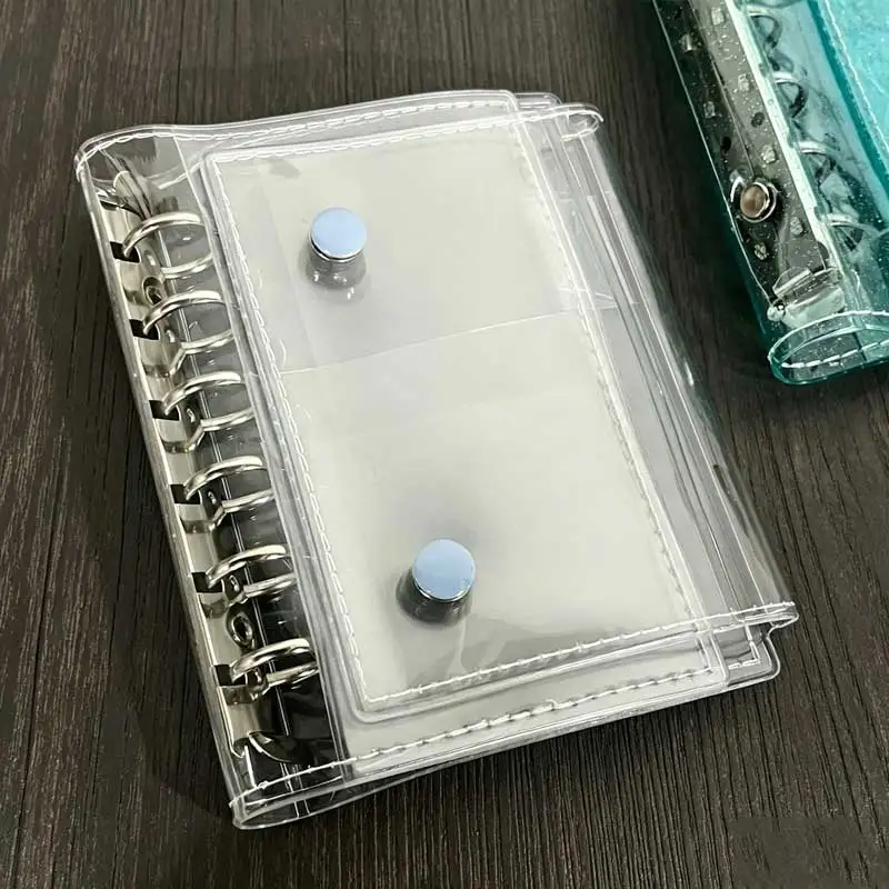 새로운 고급 투명 A7 3단 접이식 수첩 루즈리프 탈부착 가능 학생 휴대용 필기 다이어리 수첩